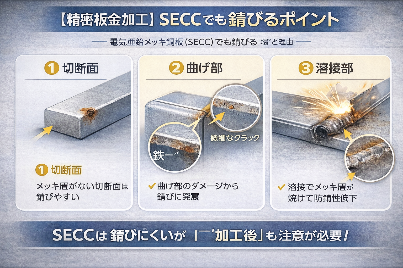 SECCの錆びやすい部分